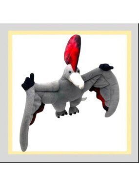 Fiesta Pteranodon Dinosaur Plush A65794 Gray Red 15" Mesozoic Era Flying Reptile